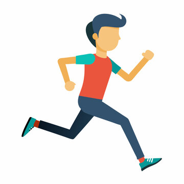 recommend clip art: colorful flat 2d illustration of jogging and running
