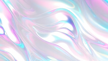 Fototapeta premium Holographic background seamless trendy iridescent light foil texture. Soft holographic pastel unicorn marble background pattern. Modern pearlescent blurry abstract swirl illustration.