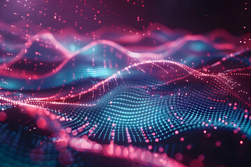 Abstract 3D Background with Glowing Pink and Blue Lights