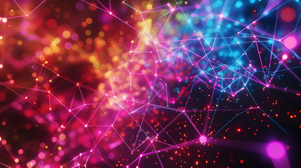 Fototapeta premium Abstract 3D Digital Network with Glowing Lines and Bokeh