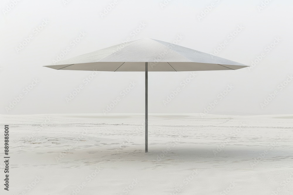 Aufkleber minimalistic beach scene with a single umbrella on white sand capturing simplicity and tranquility i
