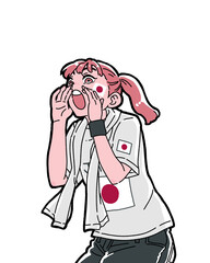 日本代表を応援する女の子