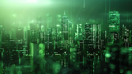 cyber city technology, light green on background