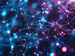 Abstract Background with Neon Lines and Bokeh Lights