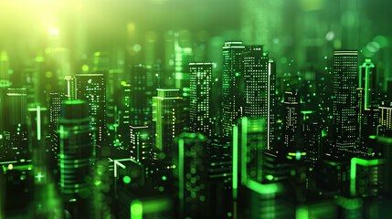 cyber city technology, light green on background