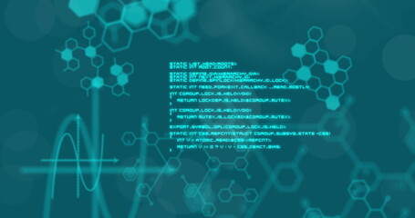 Image of scientific and digital data processing over green background