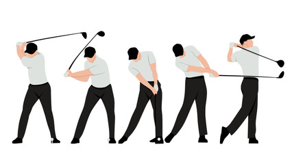 Vector illustration of golf tutorial,man doing golf,how to golf golf step for education,poster,learning,school and more 