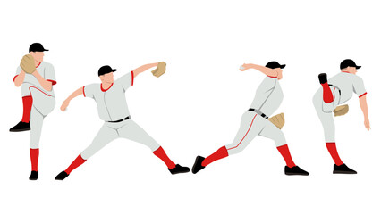 Vector illustration of aseball tutorial,man doing basebal,how to baseball, baseball step for education,poster,learning,school and more