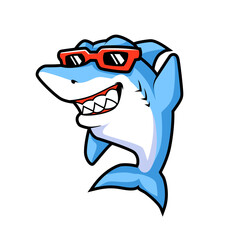 Smiling Shark Cartoon Mascot Character With Sunglasses