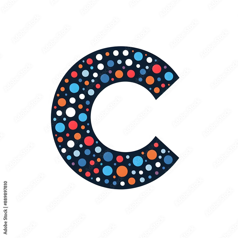 Fototapete AI Generate of Logo Letter C created using random color dots