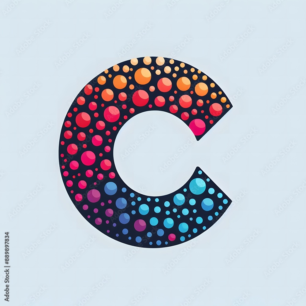 Fototapete AI Generate of Logo Letter C created using random color dots