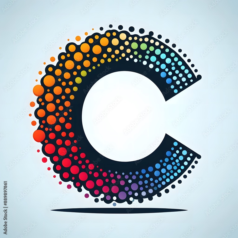 Fototapete AI Generate of Logo Letter C created using random color dots