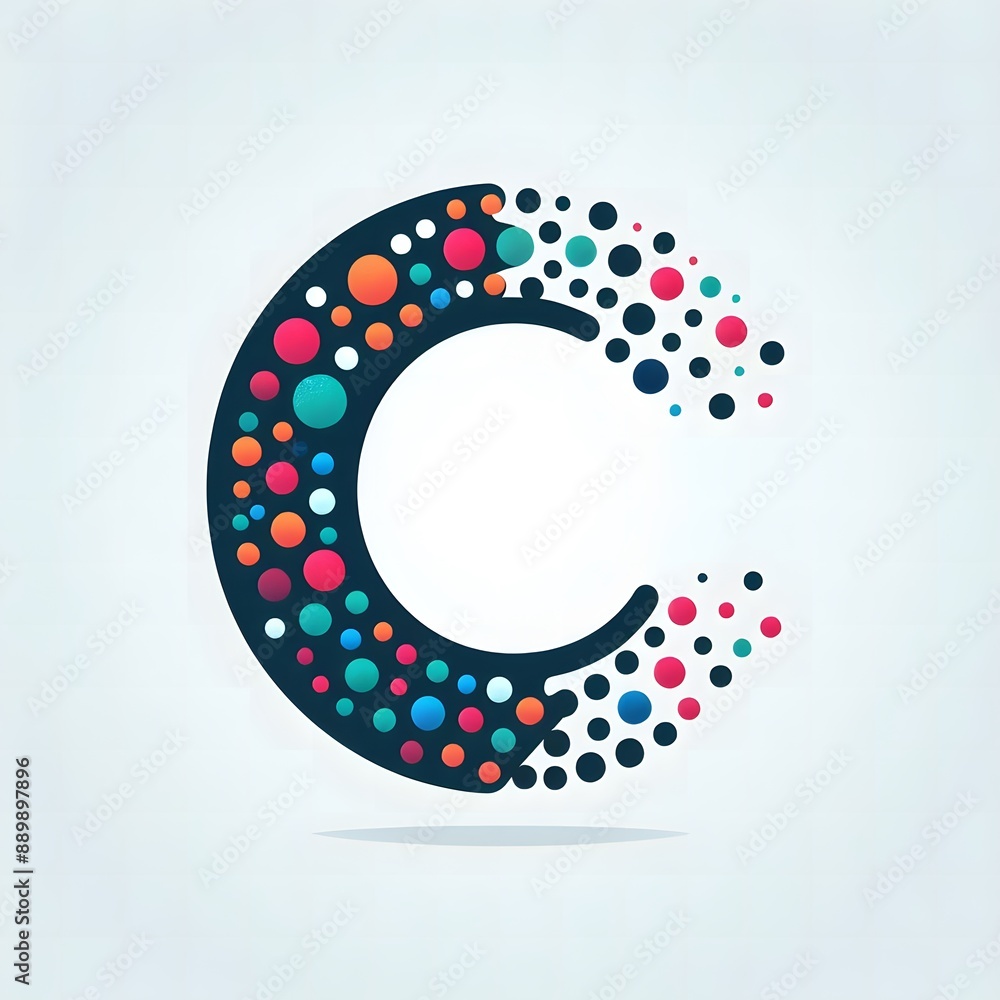 Fototapete AI Generate of Logo Letter C created using random color dots