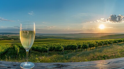 Champagne Sunset Over Vineyards