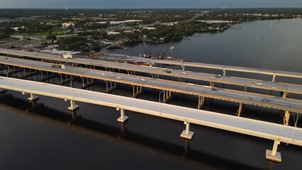 construction of the I-275 Manatee River bypass bridge in Bradenton, Florida