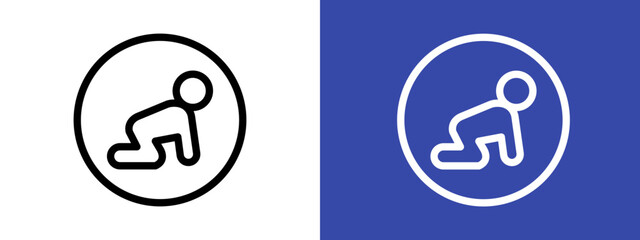 Crawling baby logo sign set vector outline