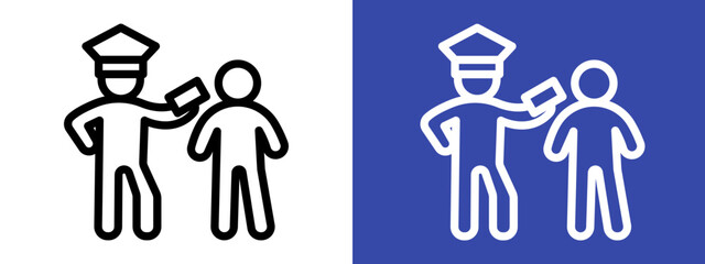 Police officer giving fine logo sign set vector outline
