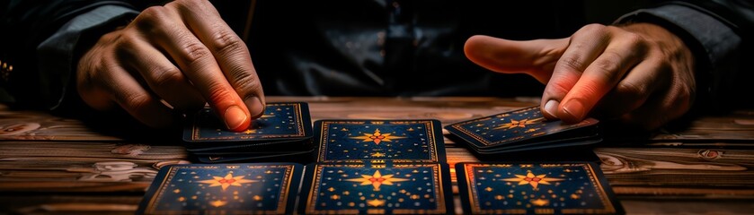 Naklejka premium Business magic, tarot card influence, Forecast