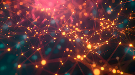 Abstract Background with Orange and Red Glowing Lines and Bokeh