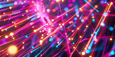 Abstract Background with Neon Lights and Bokeh