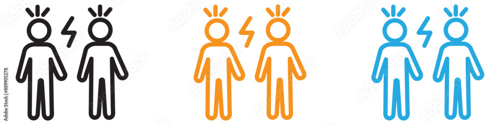 Poster angry people conflicts vector logo set collection for web app ui