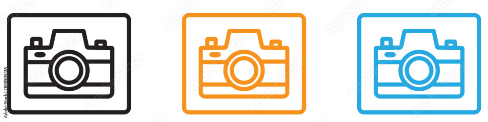 Poster camera vector logo set collection for web app ui