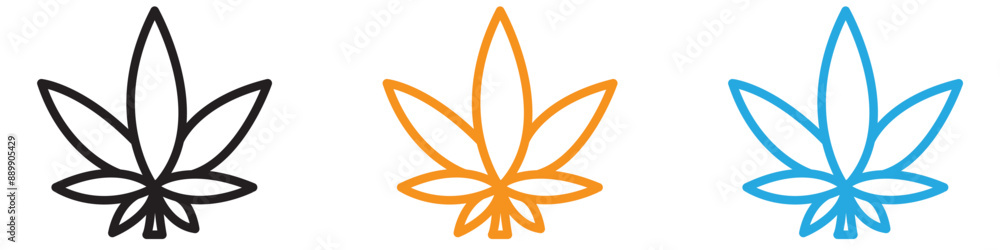 Poster cannabis leafs vector logo set collection for web app ui