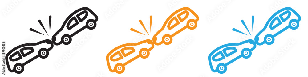 Poster car Accident vector logo set collection for web app ui