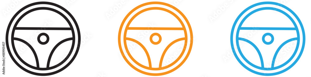 Poster car steering wheel vector logo set collection for web app ui