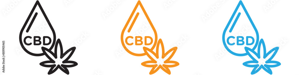 Poster cbd oil drop vector logo set collection for web app ui