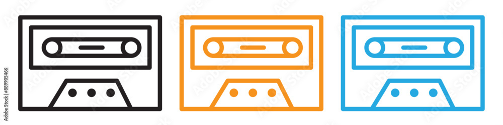 Poster Cassette tape vector logo set collection for web app ui