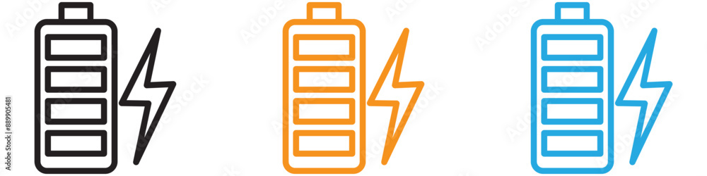 Poster Charging battery vector logo set collection for web app ui