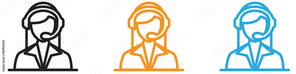 Poster customer support vector logo set collection for web app ui