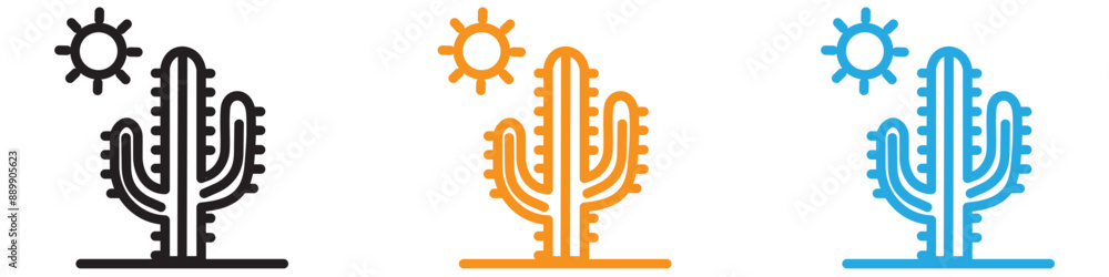Poster Desert cactus vector logo set collection for web app ui