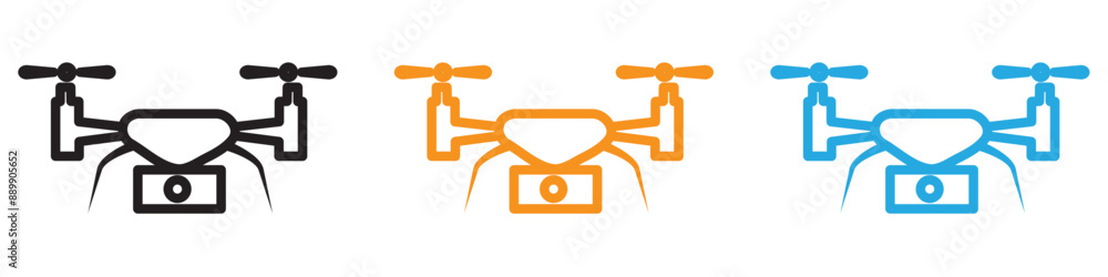 Poster drone technology vector logo set collection for web app ui