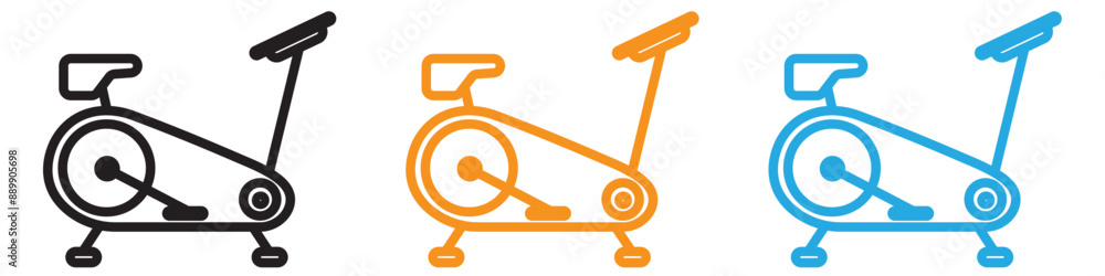 Poster elliptical bike vector logo set collection for web app ui