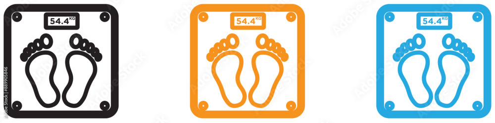 Poster footprint on weight scale vector logo set collection for web app ui