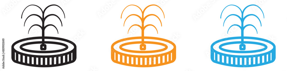 Poster fountain vector logo set collection for web app ui