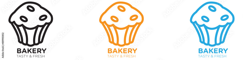 Poster fresh bakery pastry shop vector logo set collection for web app ui