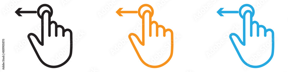 Poster hand, fingers, gesture, swipe, rotate vector logo set collection for web app ui
