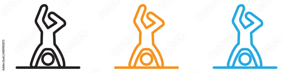 Poster handstand exercise vector logo set collection for web app ui