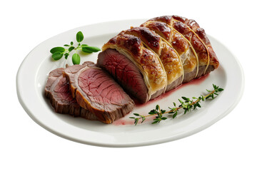 Beef Wellington on White Plate