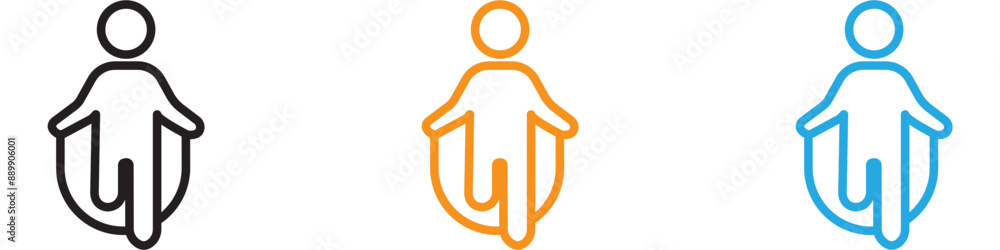 Poster man jumping with skipping rope vector logo set collection for web app ui