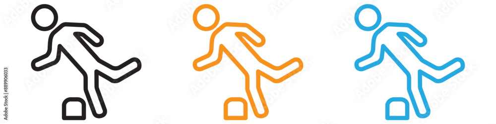 Poster man tripping vector logo set collection for web app ui