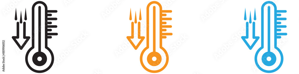 Poster meteorology thermometer measuring vector logo set collection for web app ui