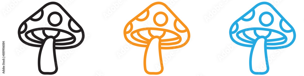 Poster mushroom vector logo set collection for web app ui