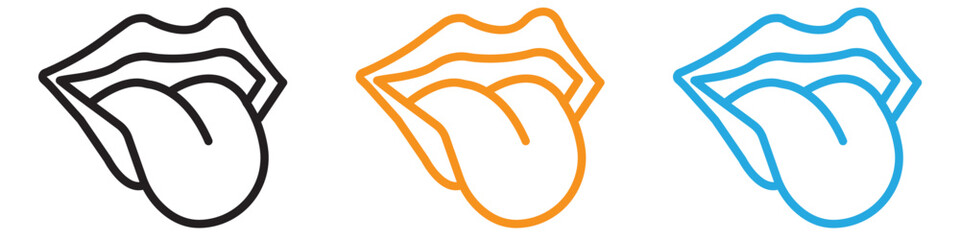 Mouth sticking tongue out vector logo set collection for web app ui © Krupal