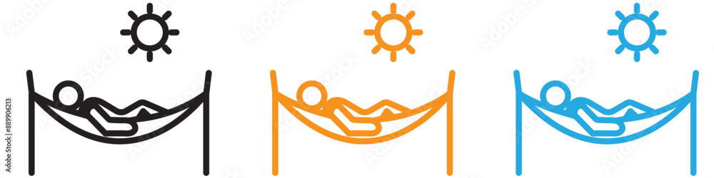 Poster person relaxing on hammock vector logo set collection for web app ui