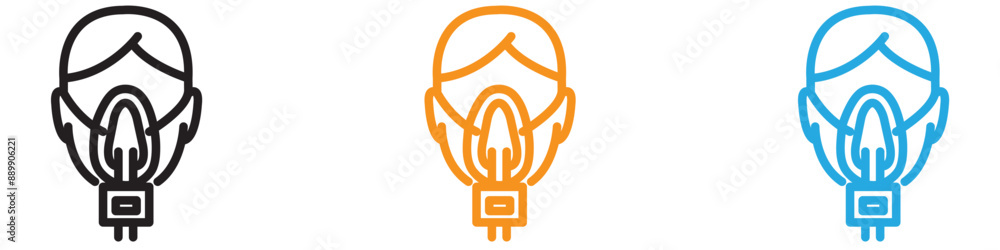 Aufkleber person with oxygen mask vector logo set collection for web app ui