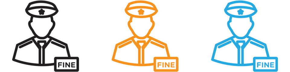 Police officer giving fine vector logo set collection for web app ui